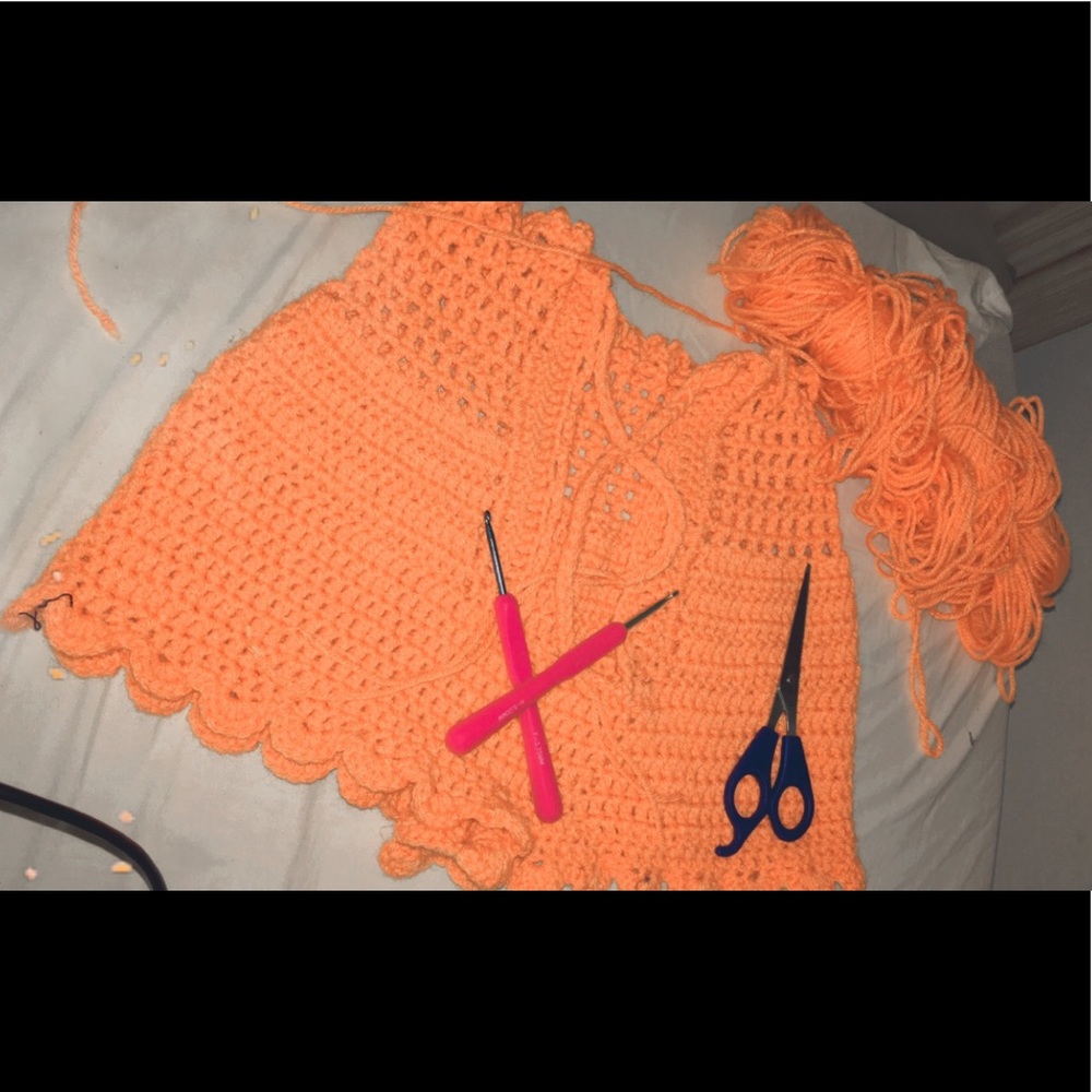 Crochet lace up shorts.